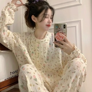Bộ Đồ Ngủ Nữ Xuân Thu Phong Cách Mới Hoạt Hình Thỏ Dễ Thương Nhật Bản ins Cô Gái Ngọt Ngào Bên Ngoài Mặc Homewear Phù Hợp Với