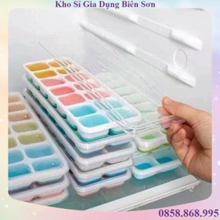 Khay làm đá, khay đá silicon 14 ô có nắp đậy ( hàng có sẵn)