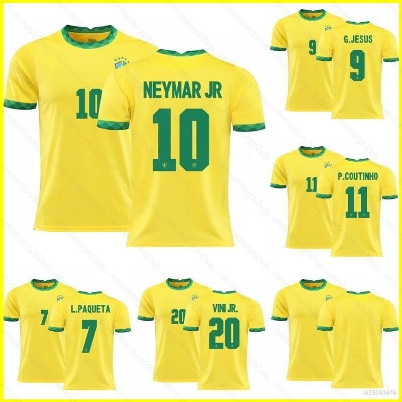 Áo thun bóng đá sân nhà quốc gia Brazil Neymar Paqueta Chúa Giêsu Vini Coutinho Áo bóng đá Tee Unise