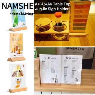 NAMSHEVA đỡ biển hiệu trên bàn, Acrylic với Đế trưng bày Menu bằng gỗ, Khung thẻ ảnh hai mặt A4 / A5 / A6 chất lượng cao Đám cưới