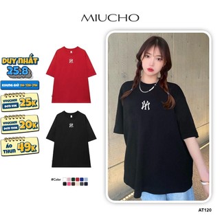 Áo phông mlb nữ form rộng tay lỡ unisex chất vải cotton AT120 Miucho in logo
