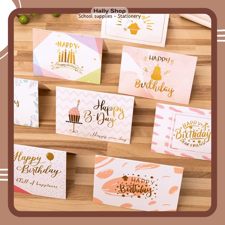 Thiệp Quà Tặng Chúc Mừng Họa Tiết Happy Birthday Dễ Thương - Hally Shop
