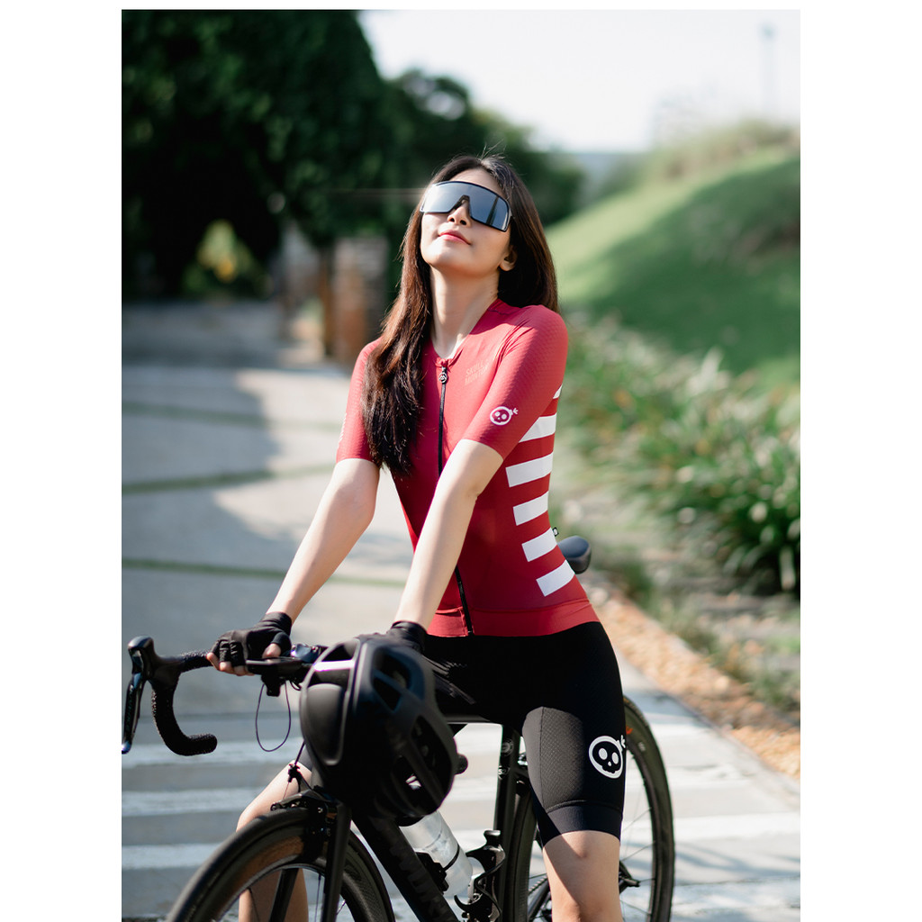 Powerband Nữ Đi Xe Đạp Jerseycycling JERSEY Đỏ SKULL MONTON XE ĐẠP JERSEY WOMENS SUNDAY II ĐỎ