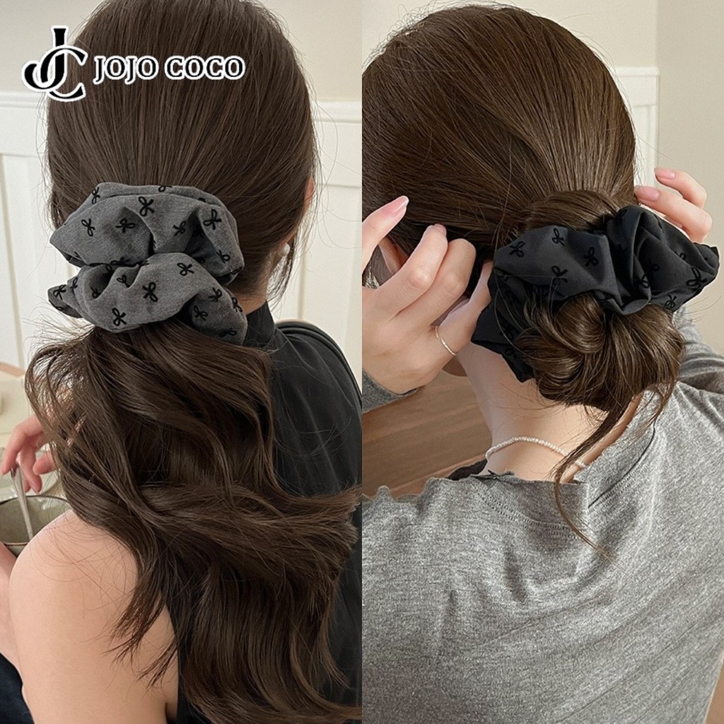 Jojo COCO Thanh Lịch Nơ Chấm Bi Ruột Lớn Dây Buộc Tóc Nữ Có Độ Đàn Hồi Cao Phụ Kiện Tóc