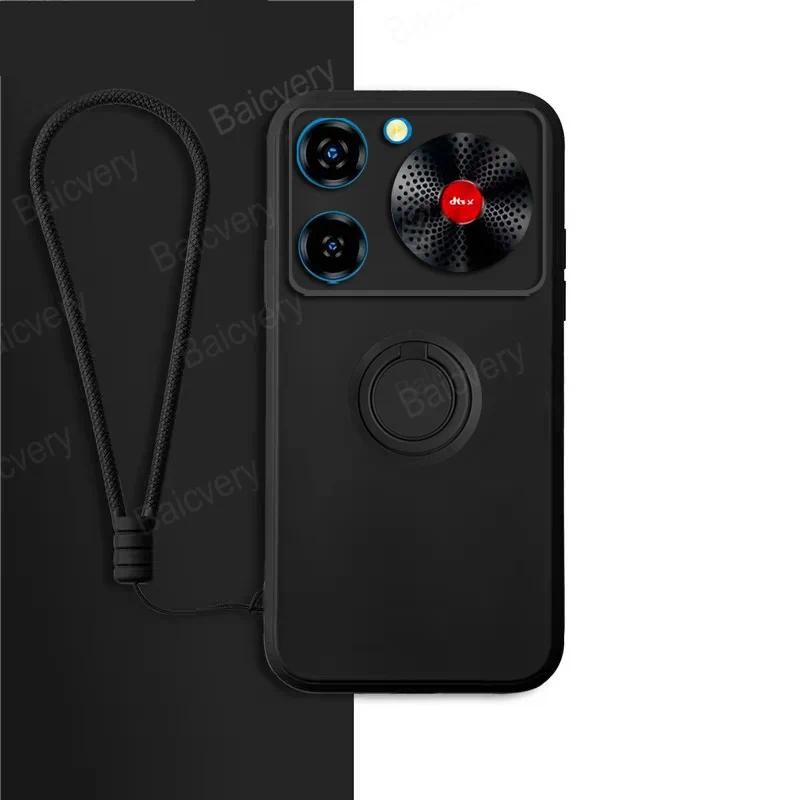 Vỏ cho ZTE Nubia Music Z2353 Vỏ bảo vệ TPU mềm màu đen mờ có giá đỡ hình tròn