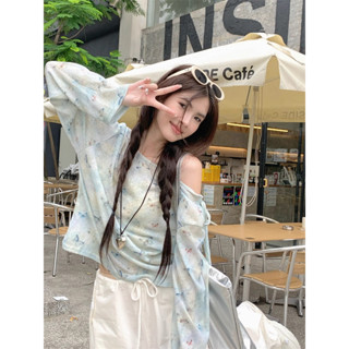 Áo thun dài tay in hình con bướm Dopamine dành cho nữ áo sơ mi chống nắng dáng rộng và mỏng