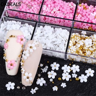 OKDEALS 6 Ngăn Đựng Phụ Kiện Trang Trí Móng Tay|Phụ Kiện Trang Trí Móng Tay Nghệ Thuật Xinh Xắn|Bông Hoa Thép Acrylic Đủ Kích Cỡ