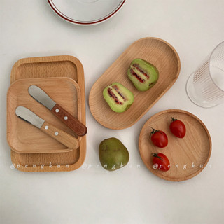 Ins Phong Cách Khay Gỗ Tròn Khay Gỗ Phong Cách Nhật Bản Hình Bầu Dục Gỗ Sồi Nhỏ Đĩa Gỗ Sữa Ăn Nhẹ Tấm Đặt Tấm