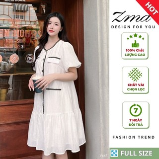 Đầm bầu, đầm babydoll thiết kế phối zen xinh xắn, chất vải nhẹ mát thích hợp mặc đi tiệc đi làm