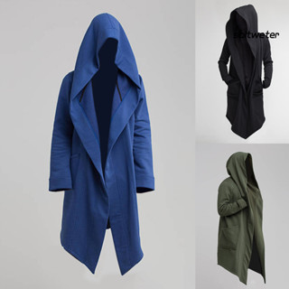 [Solt] Áo khoác nam Oversize có mũ trùm đầu màu trơn Cardigan Trench Coat cho mùa thu
