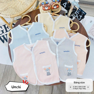 Gile bé trai bé gái sơ sinh Unchi chất liệu gân tăm phối túi gấu mềm mịn co dãn 4 chiều giữ nhiệt cho bé