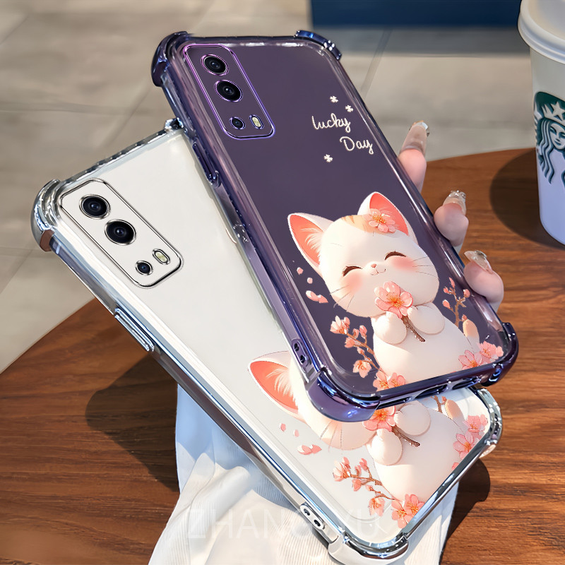 Ốp Lưng Cho TPU cho vivo y72 5G có họa tiết mèo Vỏ mềm trong suốt cao cấp mới