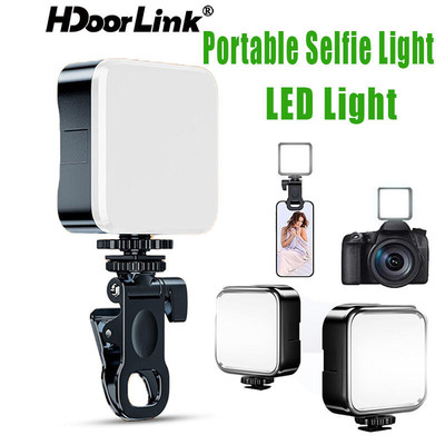 Hdoorlink Di Động Selfie Light Đèn LED Di Động Cho Điện Thoại Di Động Miếng Lót Laptop Camera Chụp Ảnh Lấp Đầy Ánh Sáng Với Kẹp Ổn Định
