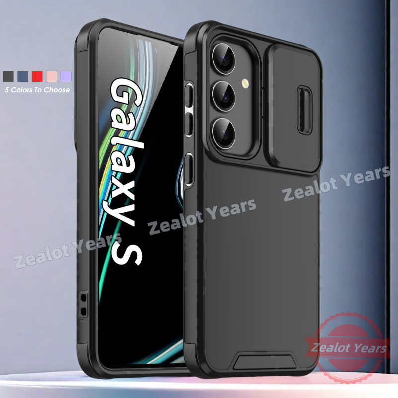 Ốp lưng cho Samsung Galaxy S24 S23 S22 S21 S20 FE Plus S24FE S23FE S24 + S24Plus Camera trượt Vỏ điện thoại chống sốc Vỏ bảo vệ ống kính