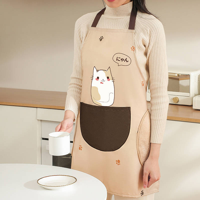【Ready Stock】 Apron Household Kitchen Special for Women Cooking Wear Overclothes Waterproof Oil-Proo