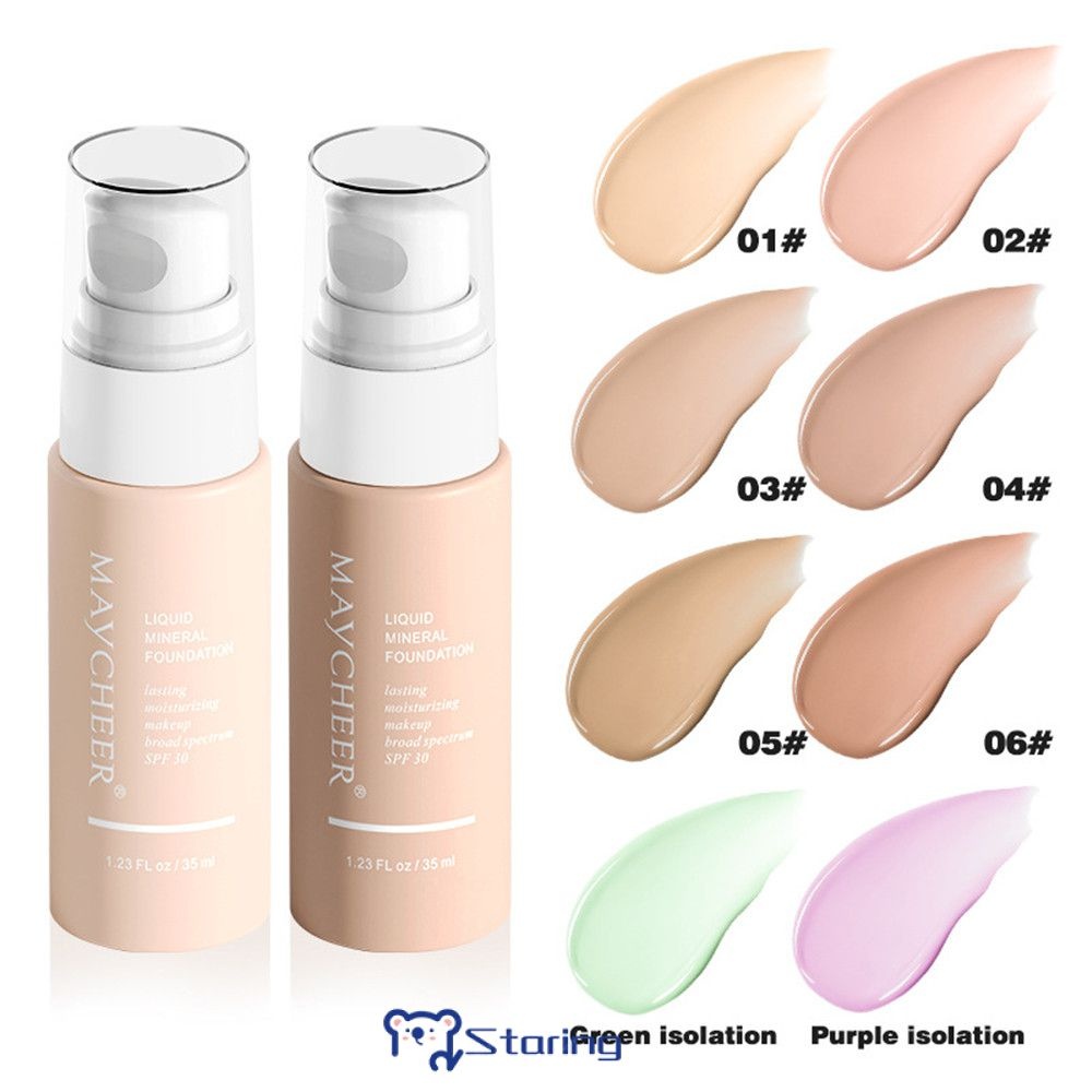 MAYCHEER Brightening BB Cream 35ML Kem che khuyết điểm nhanh chống thấm nước lâu trôi Kem nền dạng lỏng + Trang điểm đế cách ly màu tím màu tím