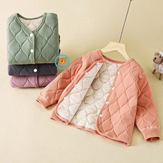 Iq Angel Áo khoác trẻ em Bé trai và bé gái ấm áp ba lớp có đệm đồng phục đi học mặc quần áo cotton