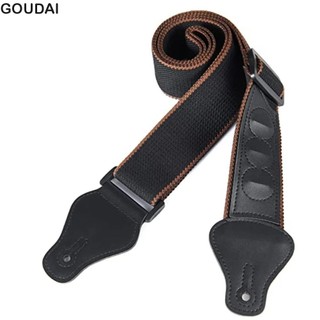 Dây đeo đàn guitar điện dân gian GOUDAI, có túi đựng đàn guitar Dây đai đàn Ukulele Cotton nguyên chất, bằng da có thể điều chỉnh Dây đeo guitar cá tính đa năng Nhạc cụ