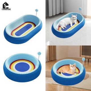 Sisal Giường Mèo Hình Bầu Dục Miếng Lót Trầy Xước Với Đường Đua Mùa Xuân Bóng Mèo Con Scratcher Miếng Lót Trầy Xước Ban Cho Tập Thể Dục Trong Nhà