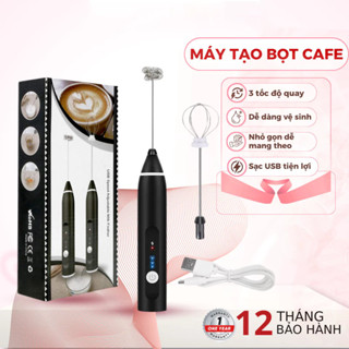 Máy tạo bọt cafe, máy đánh trứng mini cầm tay sạc USB 3 tốc độ sử dụng pin sạc cao cấp