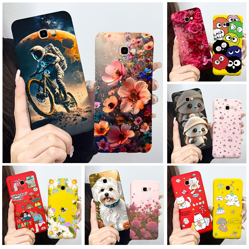 Dành Cho Galaxy J4 Plus J7 Prime Ốp Lưng Phi Hành Gia Dễ Thương Gấu Trúc Hoa Màu Kẹo Mờ Mềm TPU Sili