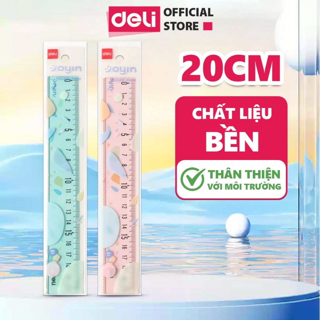 Thước Deli 15cm - 20cm, Thước Kẻ Oyin Màu Trong Suốt 20 Cm Deli - Họa Tiết Cute