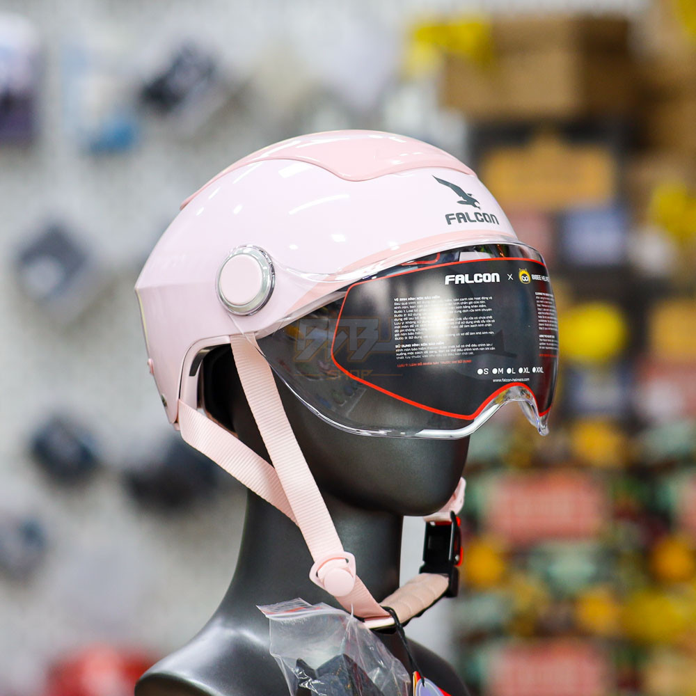 Mũ 1/2 Falcon Bee Hồng Bóng Chính Hãng – Thiết Kế Mới 2025