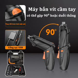 Máy bắn vít cầm tay, máy khoan bắt vít mini đa năng, 47 Phụ Kiện Bắt Vít 2 Chiều Tặng Kèm Sạc Và Hộp đựng