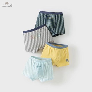 Dave Bella Boys 2 Cái / bộ Quần Lót 24M-13Y Bé Trẻ Em Quần Lót Cotton Modal Quần Lót Sọc Anh Trai Quần Lót DK2235331-A