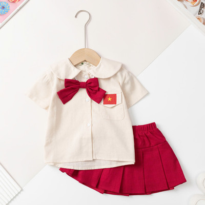 Bộ thời trang trẻ em, Bộ chân váy cờ đỏ sao vàng LITIBABY size 2/10 tuổi
