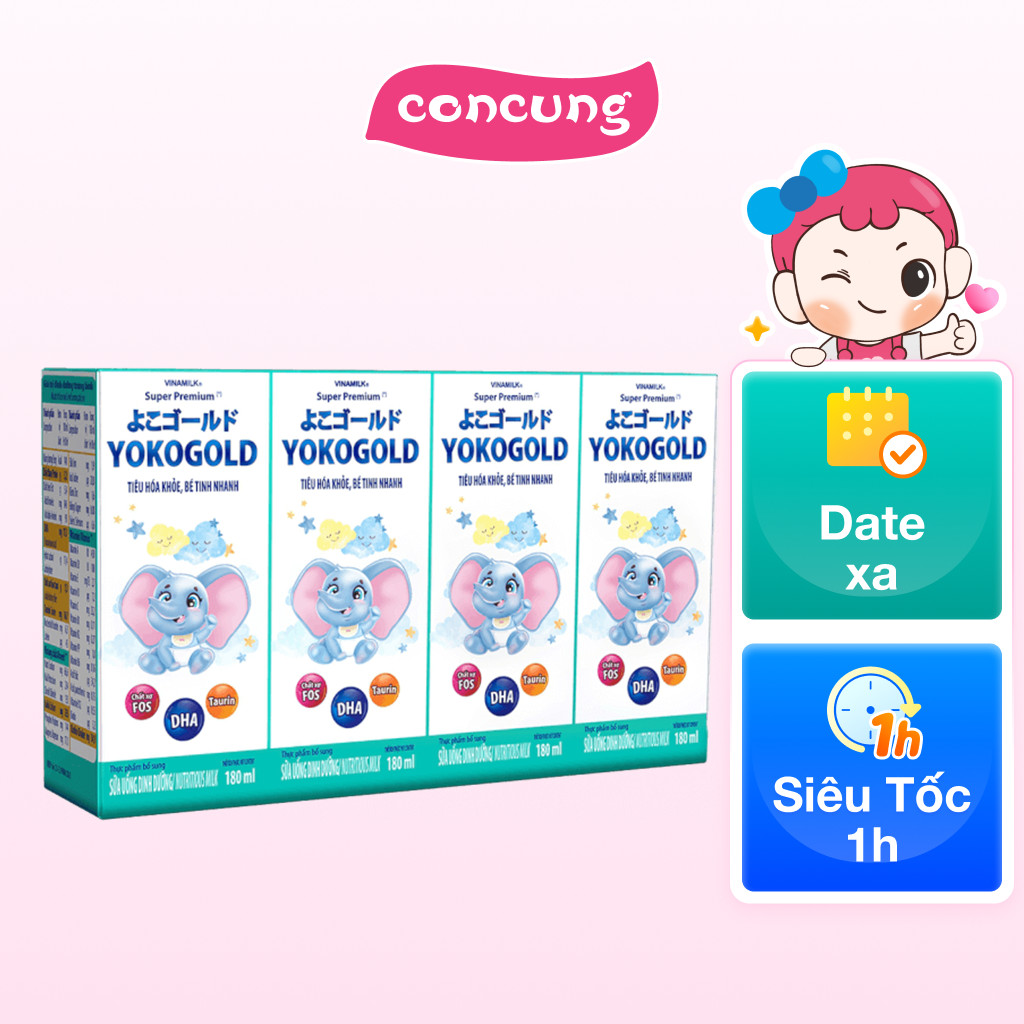 Sữa uống dinh dưỡng Vinamilk Yoko Gold 180ml (Lốc 4 hộp)