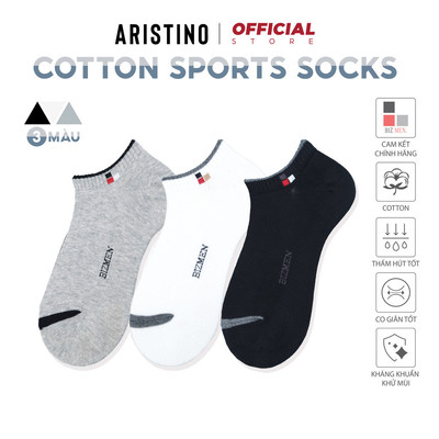 COMBO 6 Đôi Tất, vớ nam ARISTINO Bizmen cổ ngắn cotton nano Ag+ khử khuẩn chống hôi CSP05.CB6
