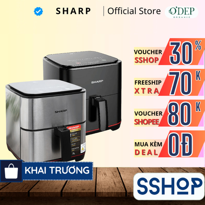 Nồi chiên không dầu Sharp KF-AF70EV-ST chống dính 7L - SSHOP SSO