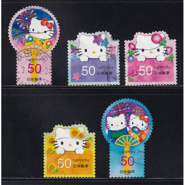 Bộ 10 Tem Bưu Chính Nhật Bản - Chào Hè "Hello Kitty" | Japan - Summer Greetings 50yen 2012 G59 (5) |