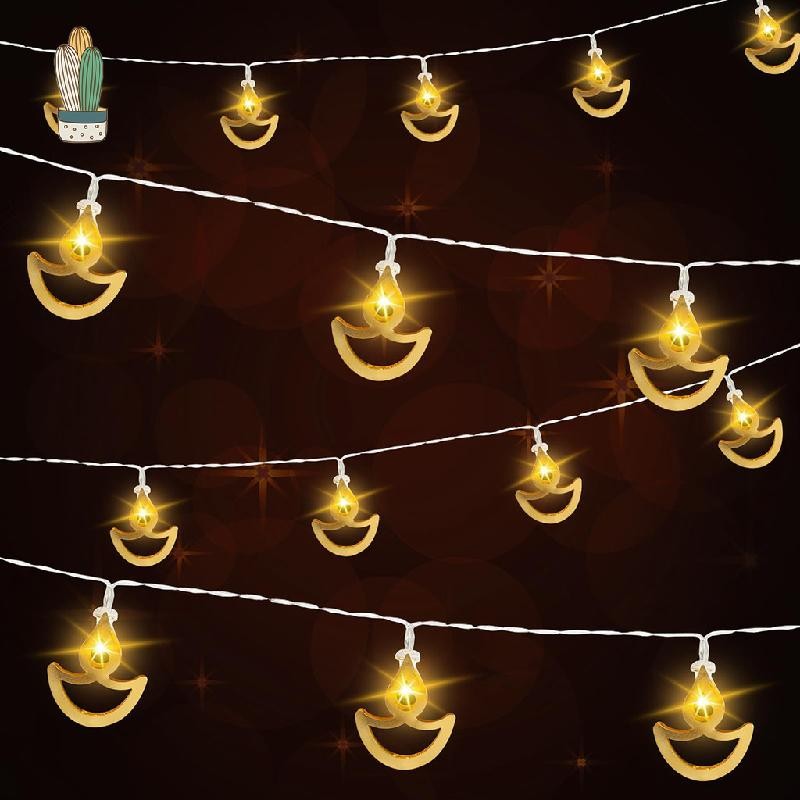 Dây ánh sáng Lễ hội ánh sáng theo chủ đề Ấn Độ Đèn cổ tích 20 đèn LED Nhiều màu sắc Dīpāvali Đèn tre