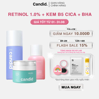 Bộ Ba Candid Retinol 1.0% 30ml - Kem Dưỡng B5 Cica 50ml - Hoạt Chất BHA 100ml