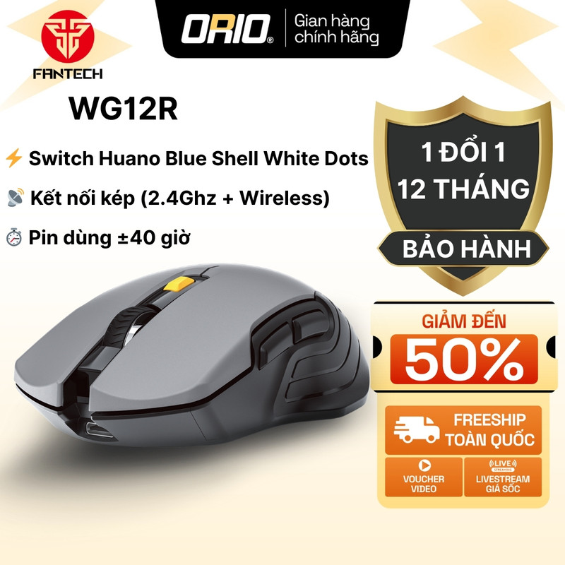 Chuột Không Dây Gaming ORIO Fantech Raigor III WG12R Rechargeable 2.4GHz – Pin Sạc, DPI 2000