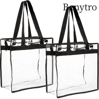 Túi đeo vai BENYTRO, PVC có túi đựng cơm trưa có dây kéo, túi xách dung tích lớn trong suốt