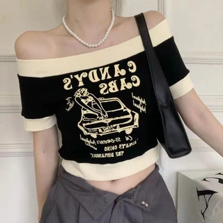 Áo thun ngắn tay một vai mùa hè Áo thun ngắn tay mỏng Hàn Quốc