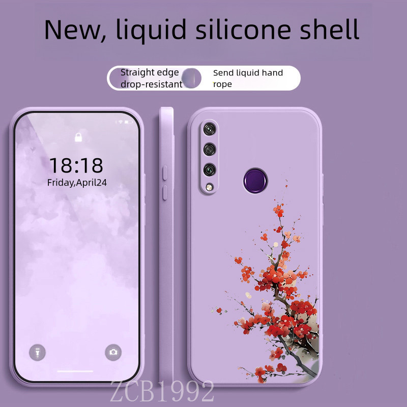 Ốp lưng Huawei Y6P Y7P Y8P Y6 Y9 PRIME 2019 Y7 Y9 2019 Y9S Ốp điện thoại TPU cạnh thẳng hoa mận giảm xóc mềm có tay cầm chống rơi