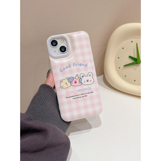 Iphone Cô Gái Trái Tim Màu Hồng Dễ Thương Kẻ Sọc Động Vật Mới Hoạt Hình Cô Gái Đơn Giản Cá Tính Chống Sốc Ốp Lưng Điện Thoại 7plus 8 8plus Xs Xr 11 12 13 14 15 Pro Plus Promax