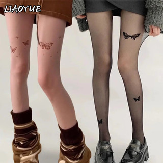 Vớ in hình con bướm gợi cảm - Quần tất nữ - Tất Nylon cao - Vớ toàn thân Lolita JK ngọt ngào - Vớ lụa mỏng màu đen - Chống móc