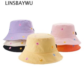 Nón tai bèo vải cotton thêu chữ phong cách Hàn Quốc thời trang mùa hè cho nữ