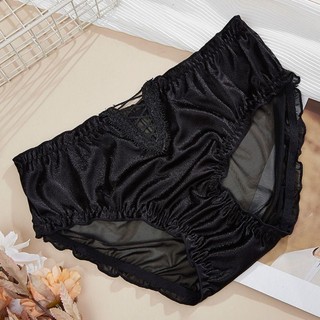 Poter LIMIT Quần Lót Lụa Satin Giữa Eo Màu Trơn Nữ