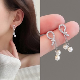 Mặt dây chuyền ngọc trai kim bạc 925 với bông tai hợp kim đính đá dành cho nữ Phụ kiện bông tai thời trang và thanh lịch cho bé gái