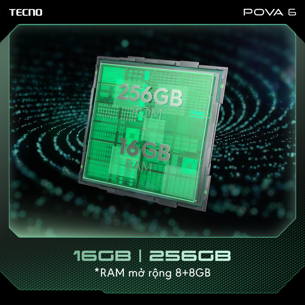 Điện thoại gaming Tecno Pova 6 (8+8)GB/256GB I 6000mAh + 70W I AMOLED 120Hz I 108MP | BigBuy360 - bigbuy360.vn