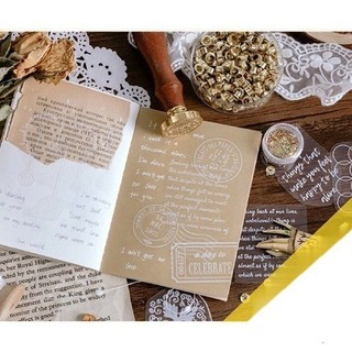 Túi 40 sticker trong suốt cỡ lớn hình ngân hà, câu quotes Vintage dán bullet journal, sổ tay STI10