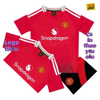 [trẻ em - Có in theo yêu cầu từ 1b tên bé] MU đỏ mùa 24/25 Quần áo bóng đá trẻ em Logo thêu không nhăn xù