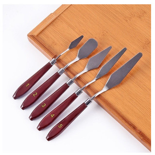 Bộ 5 Dao Chà Láng Bánh Kem mini bằng thép không gỉ, Cán Gỗ