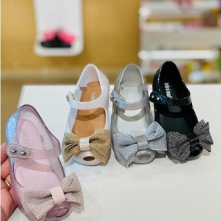  2024 Melissa Giày Trẻ Em Miệng Cá Thạch Giày Bé Gái Công Chúa Vải Nơ Ngọt Sandal Cha Mẹ-Con Giày 